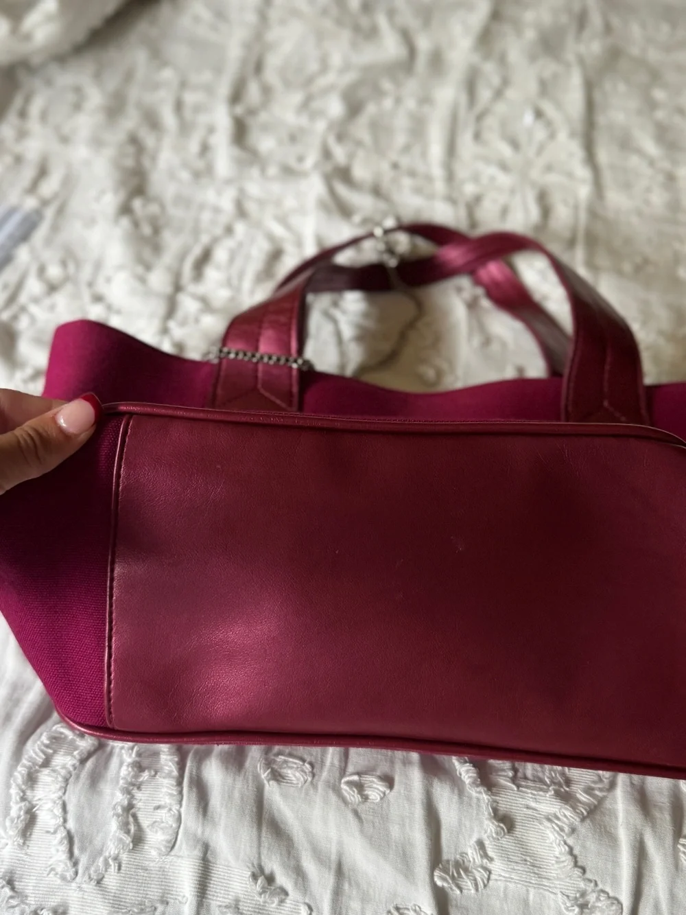 Victoria's Secret Burgundy Satin-Trim Tote